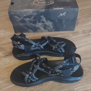 Chaco Black and White Strappy Sandals